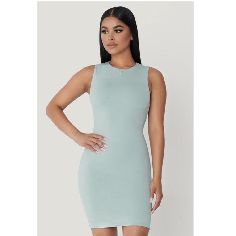 MESHKI Tonia High Neck Sleeveless Dress
